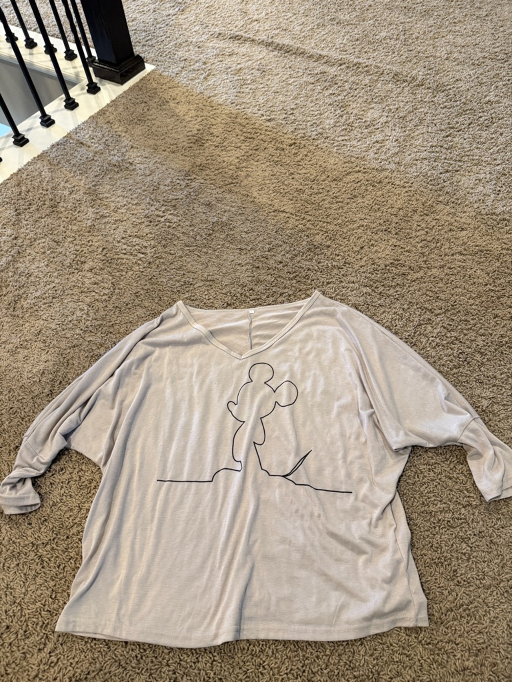 Mickey Mouse outline 3 quarter length shirt